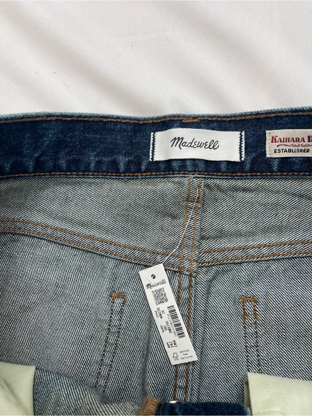 Madewell x Kaihara Pieced Wide Barrel Leg Denim Brown Corduroy Jeans Size 26 - Picture 7 of 11